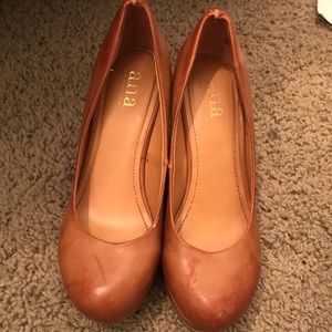 Brown leather heels